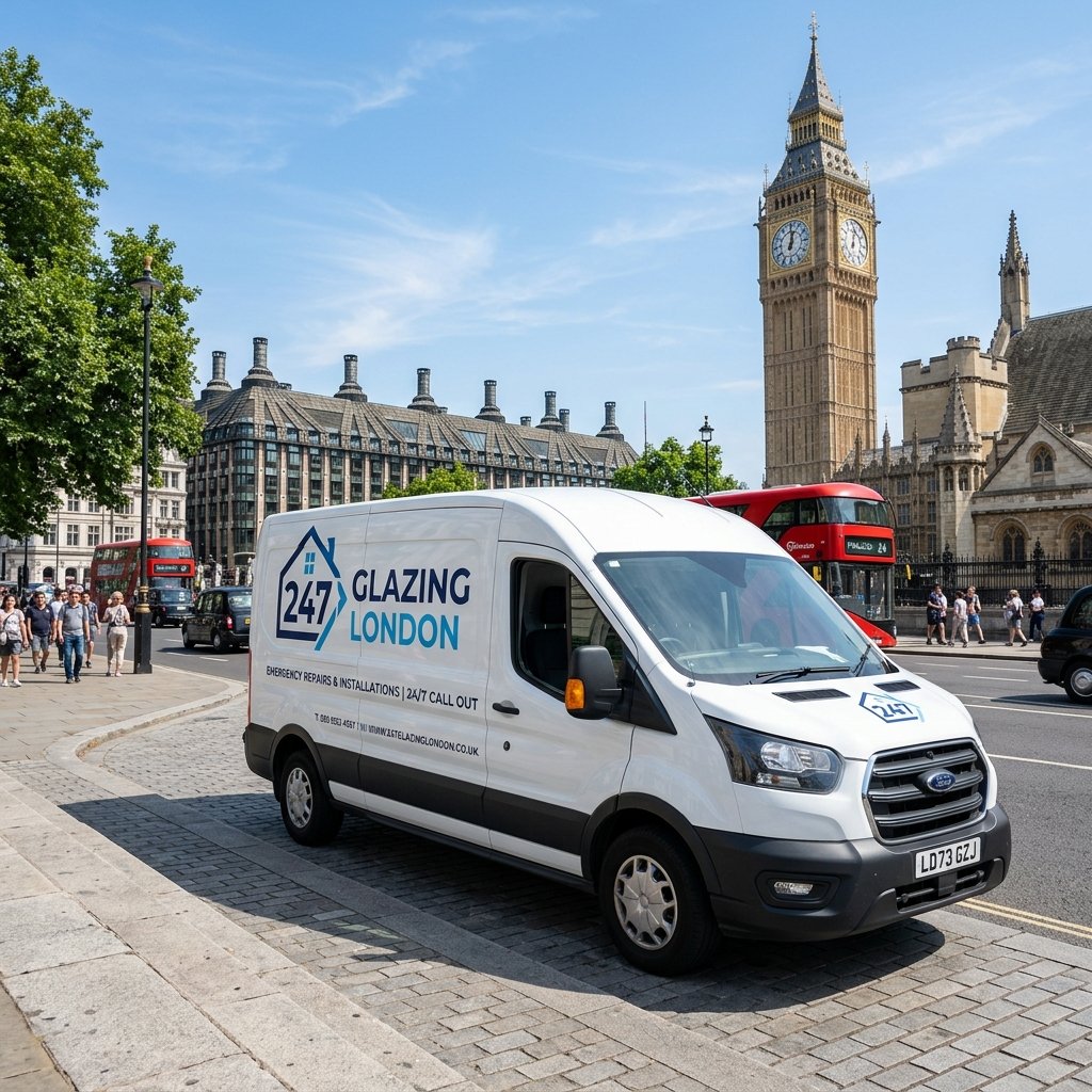 247 Glazing London van near Big Ben